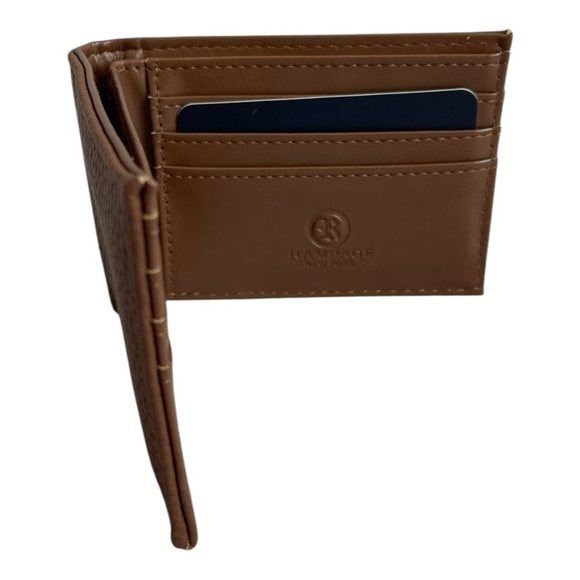 NWT Mens Wallet RAMPAGE Brown Leather Folding Wallet Bifold Credit Card Wallet - Picture 2 of 7